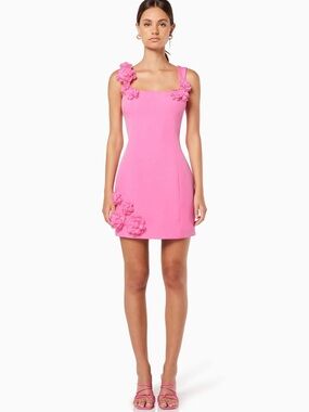 Elliatt Trompe 3D Floral Mini Dress Pink